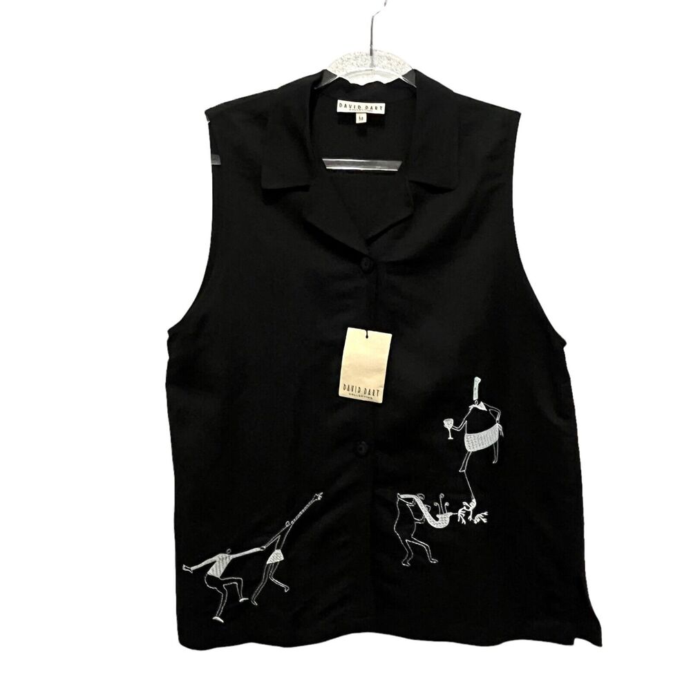 David Dart Blouse Top Jazz Swing Dance Saxophone Alligator Wine USA Made M